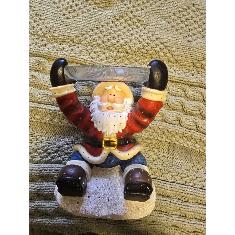 Santa Color Changing Figure holding plate Cookie Candy Christmas